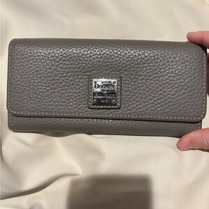 Dooney & Bourke Taupe Pebbled Leather Continental Wallet